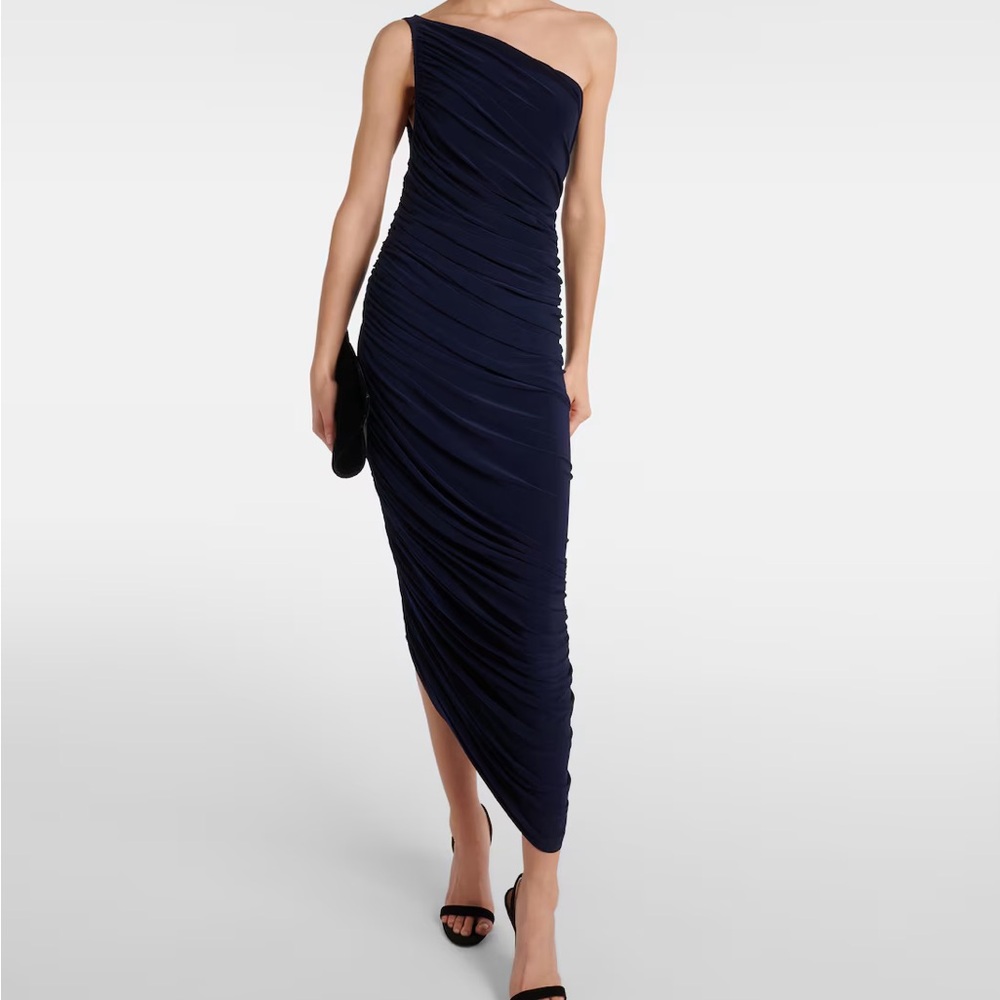 Norma Kamali Navy One-Shoulder Dress